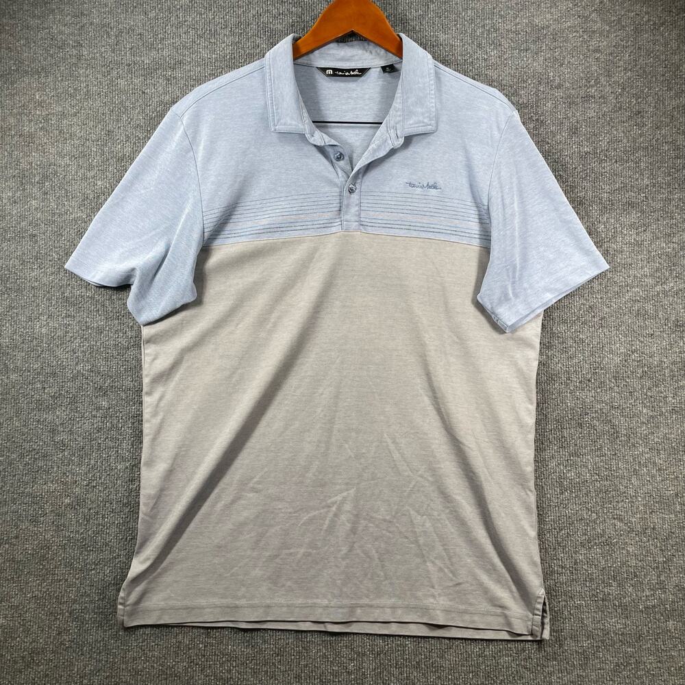 Travis Mathew Golf Polo Shirt Men's XL Blue/Gray Activewear Casual Stretch